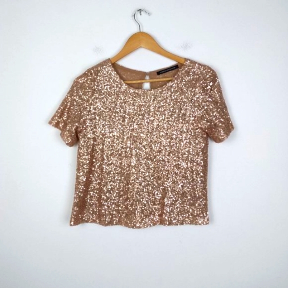 💥 Foreign Exchange Sparkly Short Sleeve Top, See Measurements